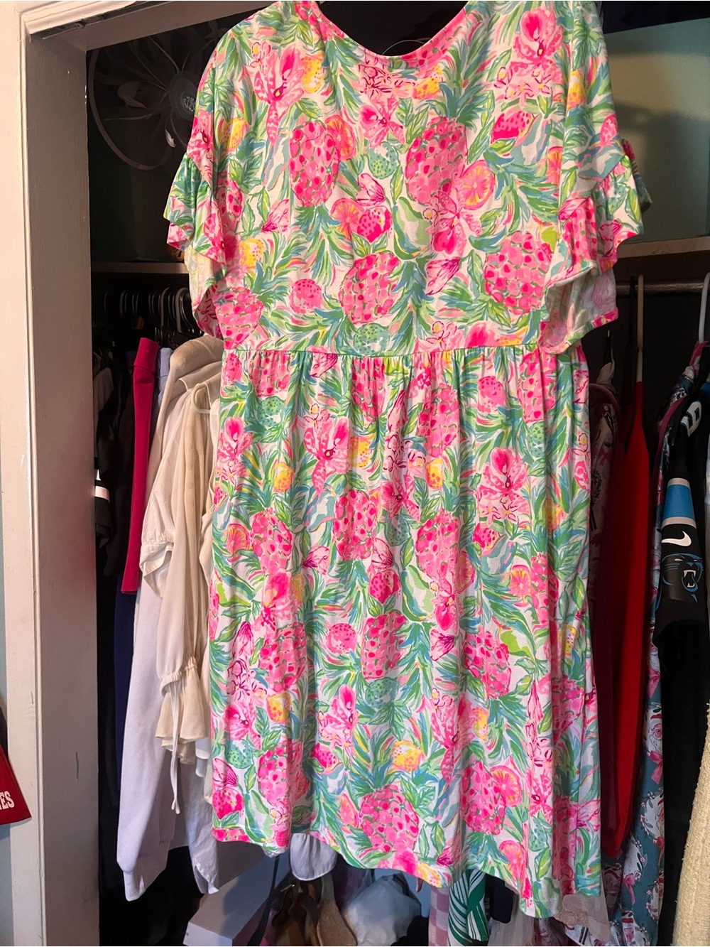 Lilly Pulitzer Pink Floral Tropical Print Casual Dress